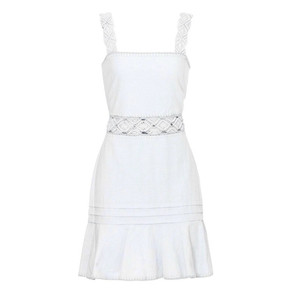 JONATHAN SIMKHAI Macrame Detail Square Neck Sleeveless Ruffle Flare Hem Dress 0 - Picture 11 of 11
